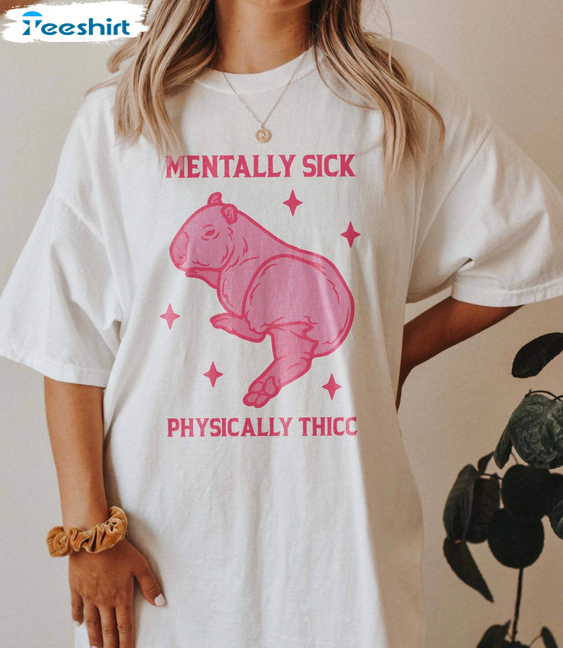 Mentally Sick Physically Thicc Shirt, Funny Meme Long Sleeve Unisex T Shirt