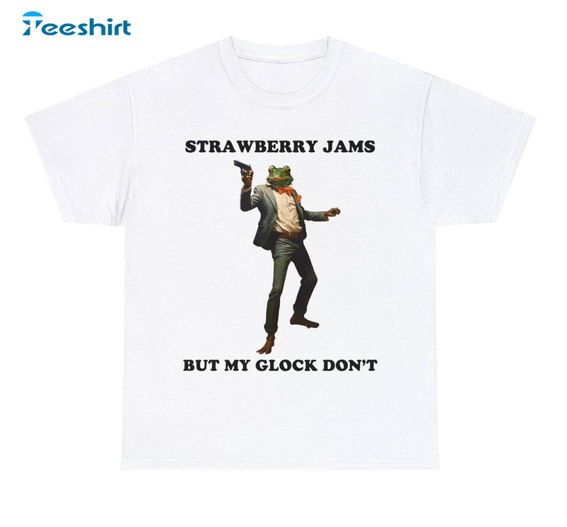 Strawberry Jams But My Glock Shirt, Funny Frog Long Sleeve Unisex Hoodie