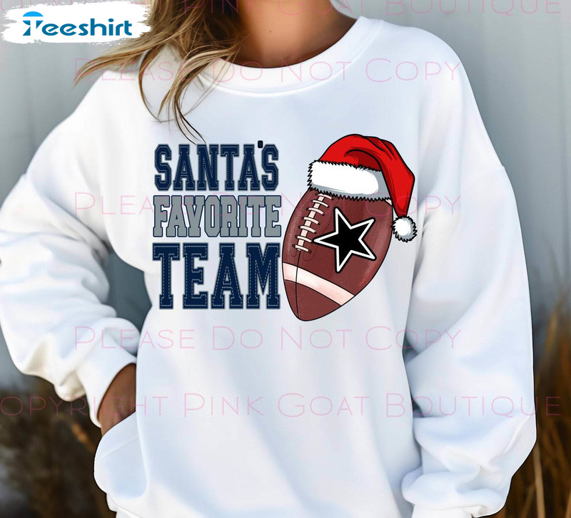 Dallas Cowboys Christmas Shirt, Santa Football Unisex Hoodie Short Sleeve