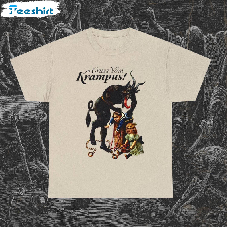 Meowy Krampus Shirt, Vintage Krampus Crewneck Sweatshirt Unisex Hoodie