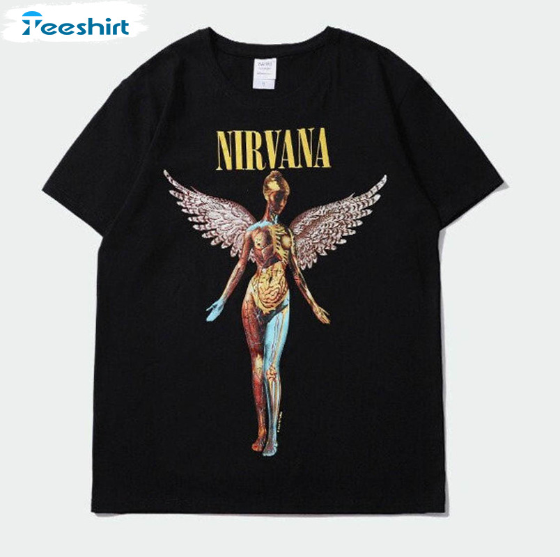 Nirvana In Utero Shirt, Trendy Short Sleeve Tee Tops