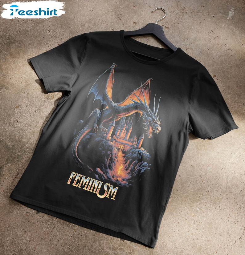 Feminism Dragon Shirt, Trendy Crewneck Sweatshirt Unisex Hoodie