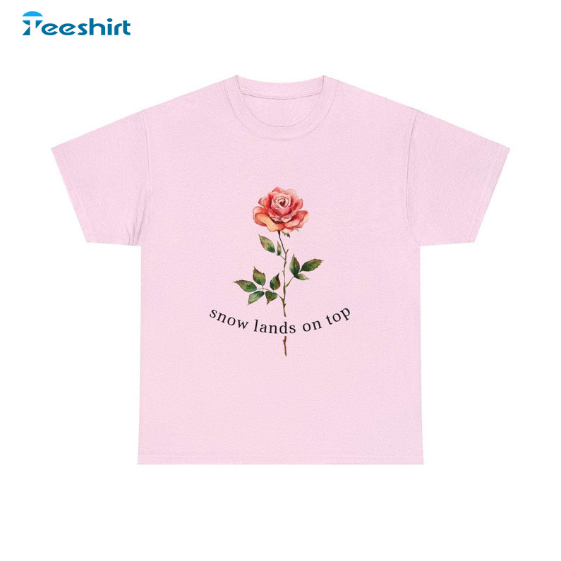 Snow Lands On Top Rose Trendy Tee Tops Short Sleeve