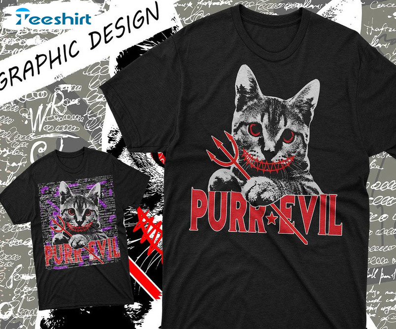 Purr Evil Kitty Shirt, Trendy Unisex Hoodie Sweater