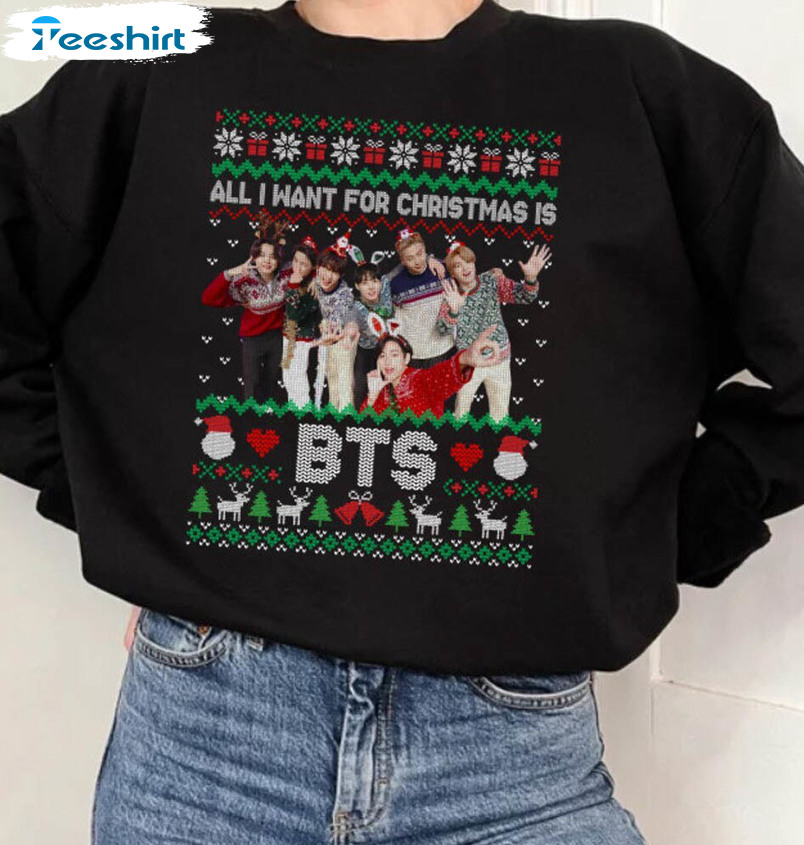 Bts Christmas Shirt, Korean Kpop Long Sleeve Unisex Hoodie