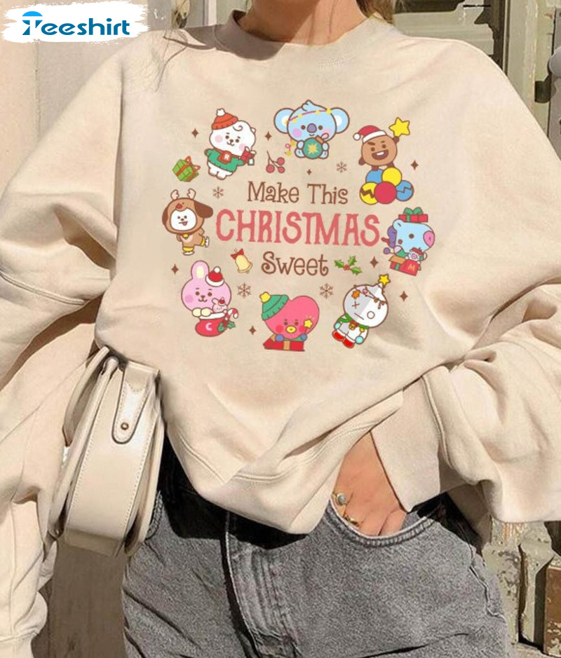 Bts Christmas Shirt, Bangtan Army Short Sleeve Crewneck Sweatshirt