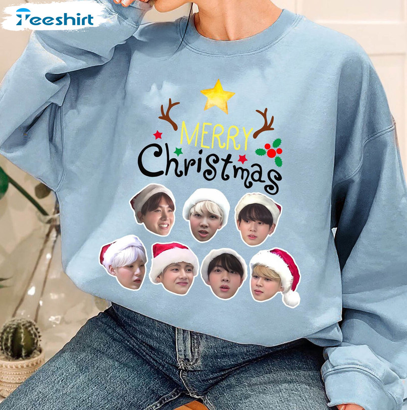 Bts Christmas Shirt, Christmas Bangtan Crewneck Sweatshirt Long Sleeve