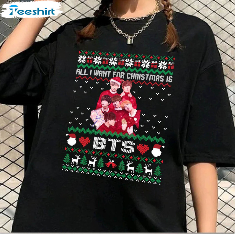 All I Want For Christmas Is Bts Shirt, Christmas Tee Tops Unisex Hoodie