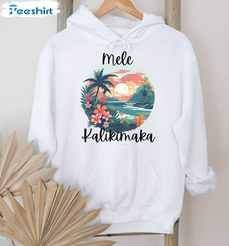 Mele Kalikimaka Shirt , Trendy Long Sleeve Tee Tops For Christmas