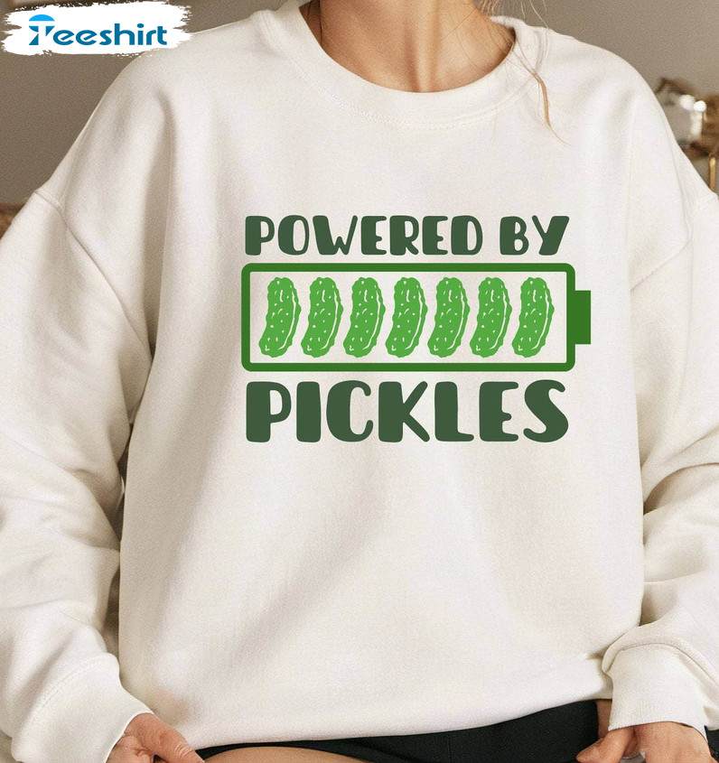 Canned Pickles Christmas Shirt, Powered By Pickles Long Sleeve Unisex Hoodie