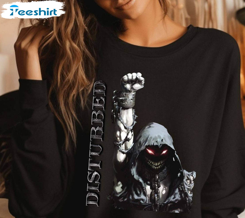 Trendy Disturbed Band Shirt, Cool Design Metal Band T Shirt Sweatshirt