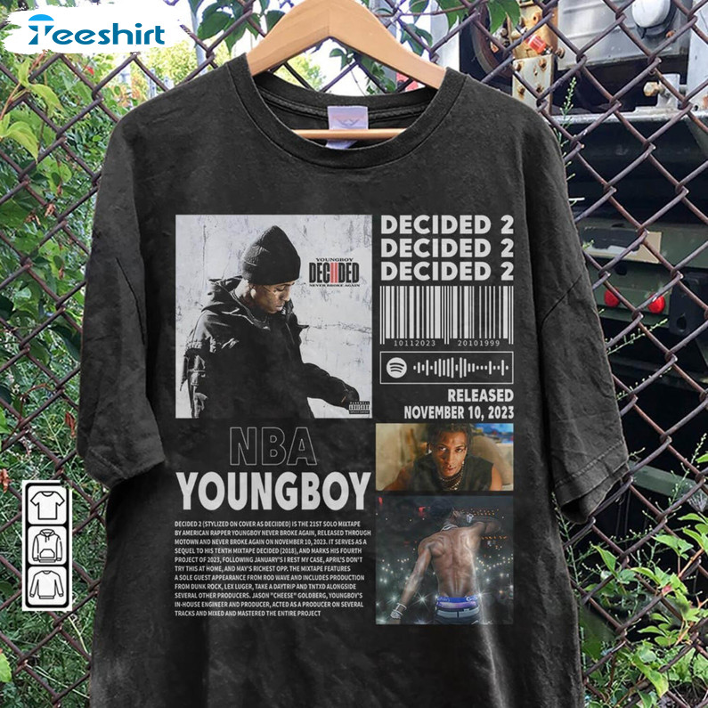 Decided 2 Album 90s Sweatshirt , Nba Youngboy Shirt Long Sleeve For Rap Fans