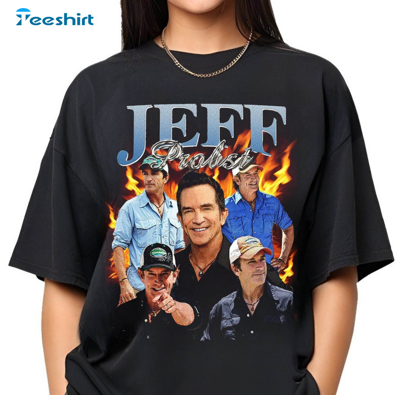 Vintage Jeff Probst Shirt, Jeff Probst Presenter Homage T Shirt Long Sleeve