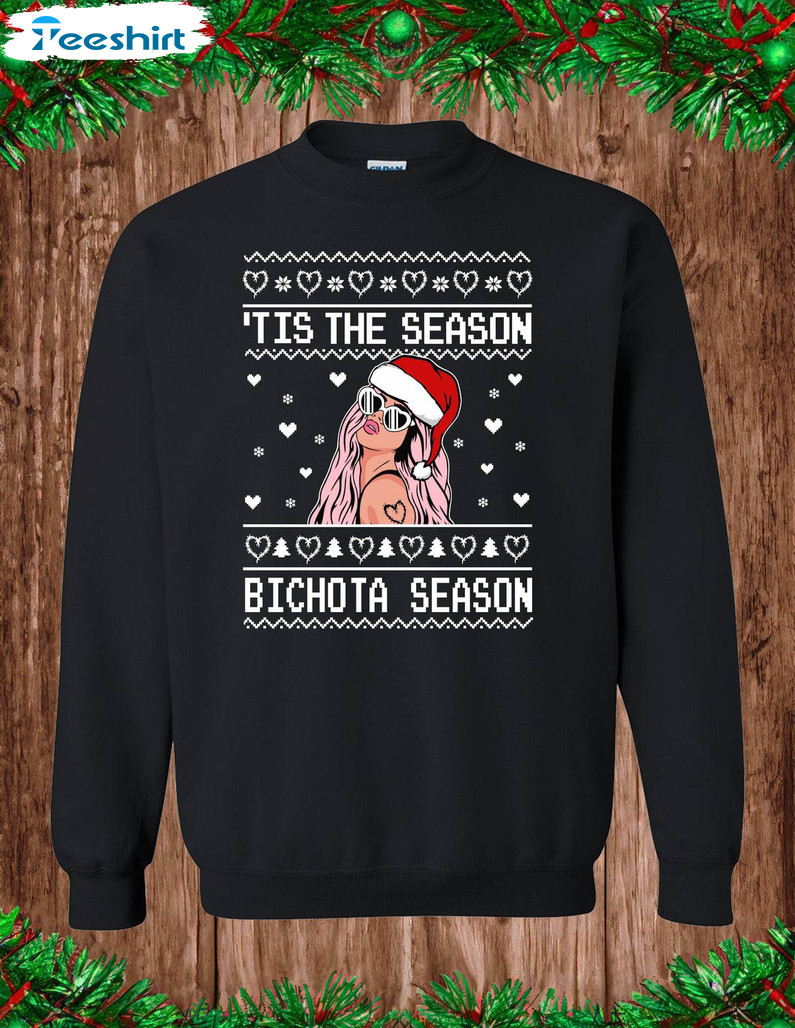 Bichota Season Tis The Season Shirt, Karol G Christmas Long Sleeve Hoodie