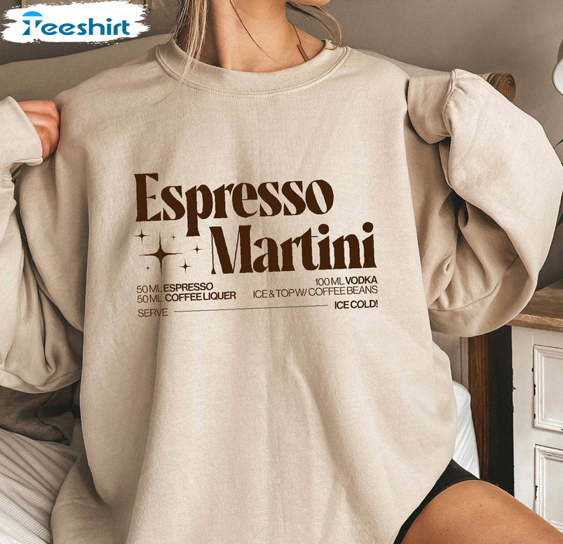 Espresso Martini Sweatshirt, Trendy Cocktail Long Sleeve Hoodie