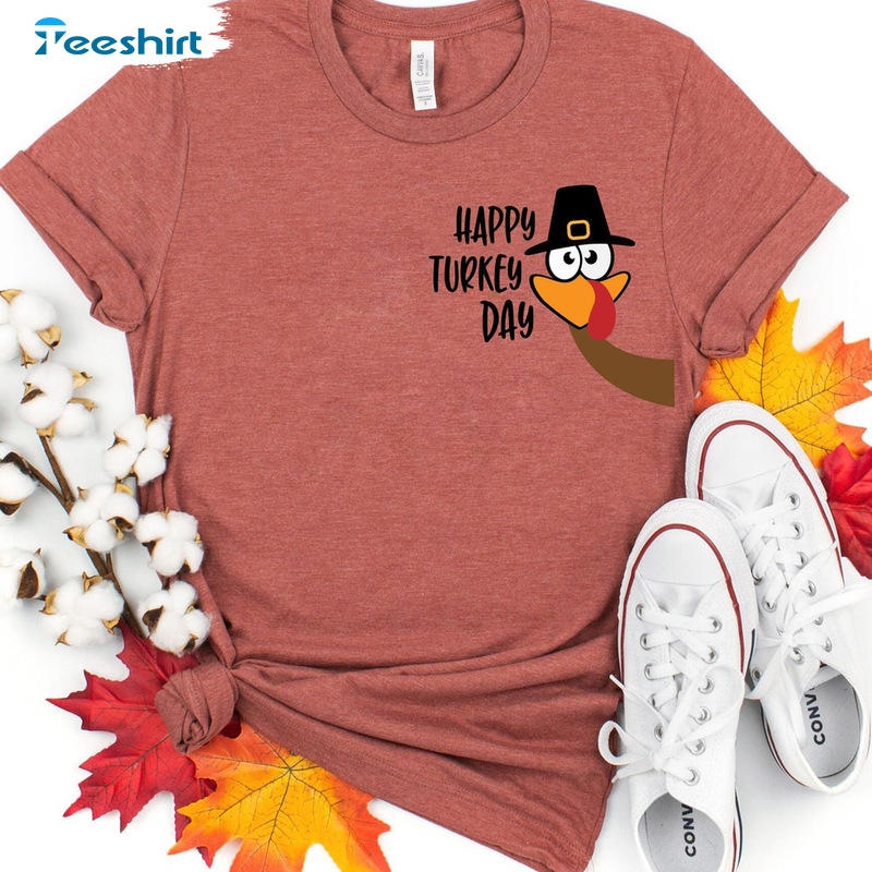 Happy Turkey Day Shirt - Gobble Thanksgiving Sweatshirt Short Sleeve