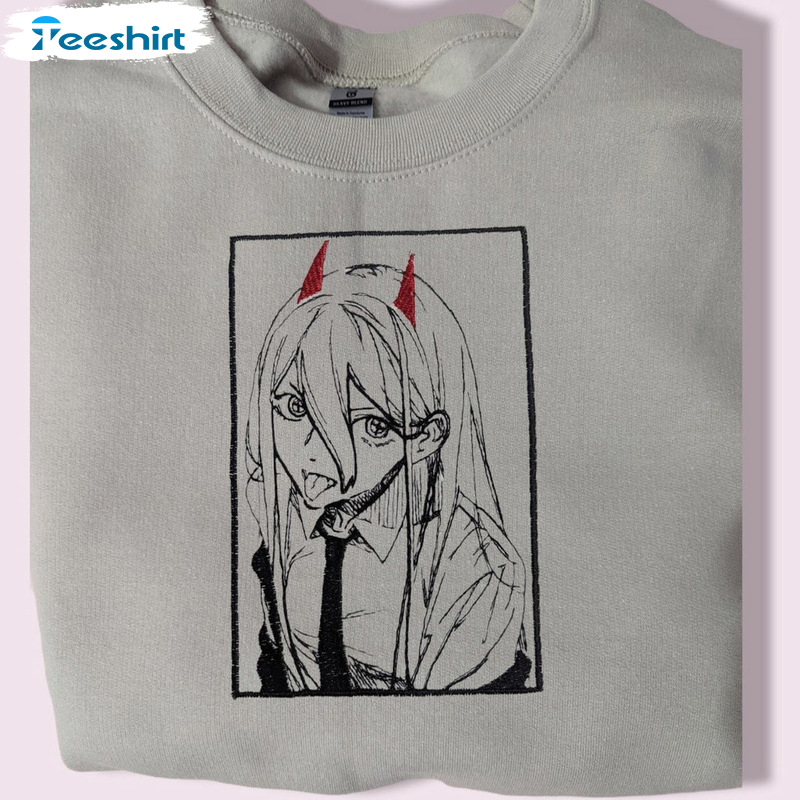 Embroidered Crewneck - Embroidered Anime Long Sleeve Sweatshirt