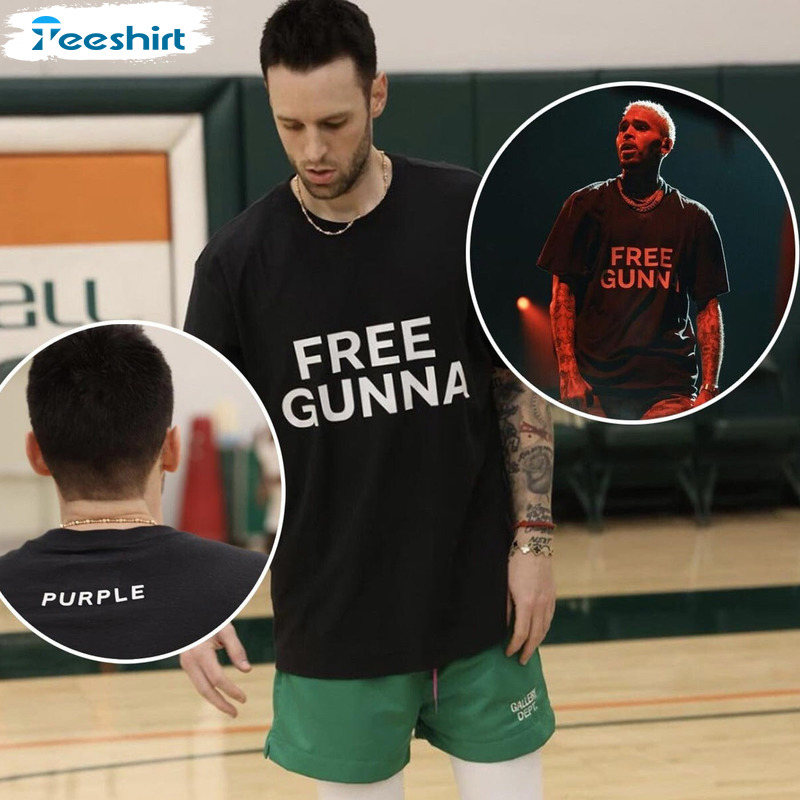 Free Gunna Shirt - Chris Brown Purple Unisex Hoodie Short Sleeve