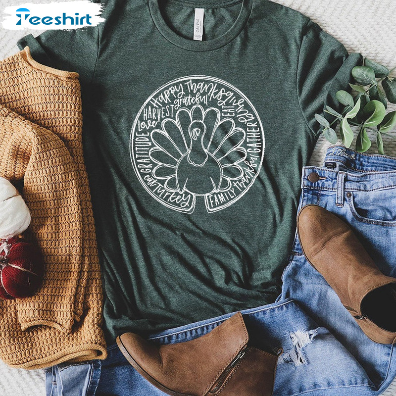 Thanksgiving Turkey Shirt - Harvest Fall Thankful Unisex T-shirt Sweatshirt