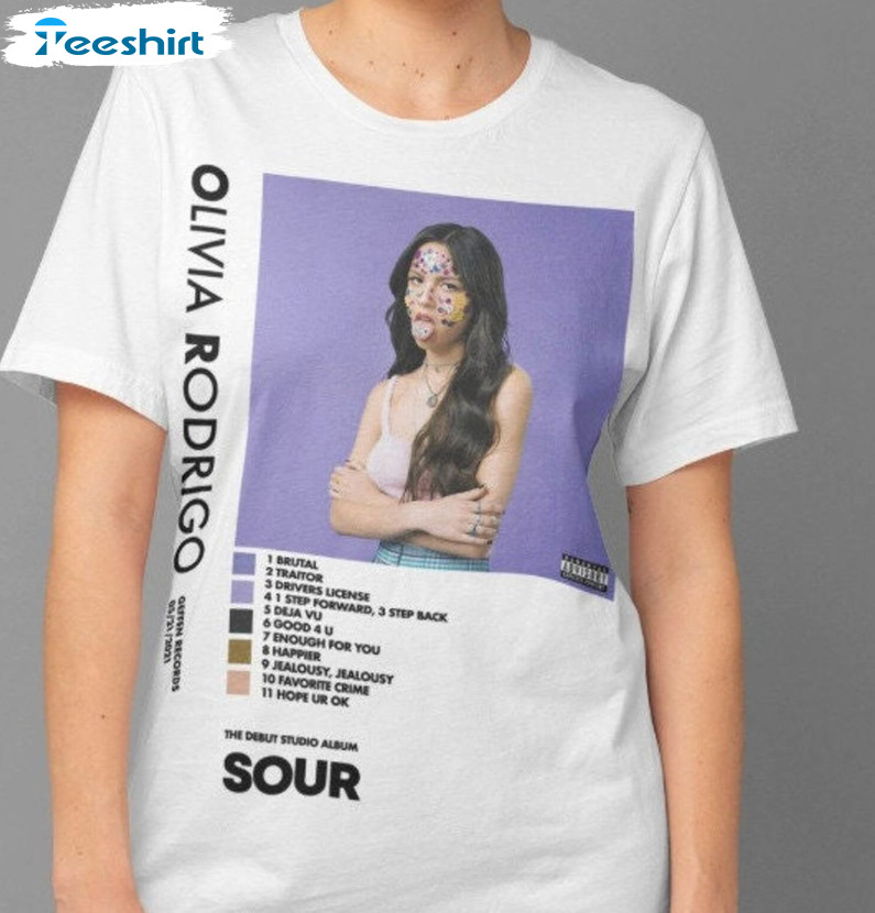 Limited Olivia Rodrigo Shirt, Olivia Rodrigo Sour Poster Album Tee Tops Sweater