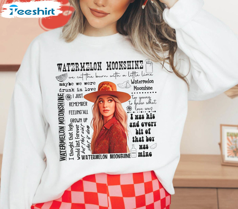 Trendy Lainey Wilson Shirt, Watermelon Moonshine Short Sleeve Unisex Hoodie