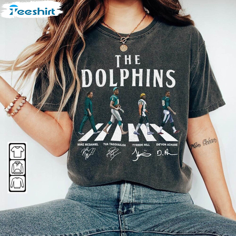 New Rare Miami Dolphins Shirt, Dolphins Walking Abbey Road Sweatshirt Hoodie