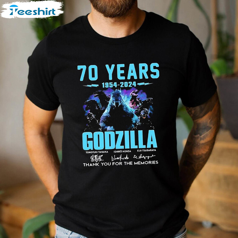 Godzilla Minus One Shirt, 70 Years 1954 2024 Godzilla Crewneck Unisex Hoodie