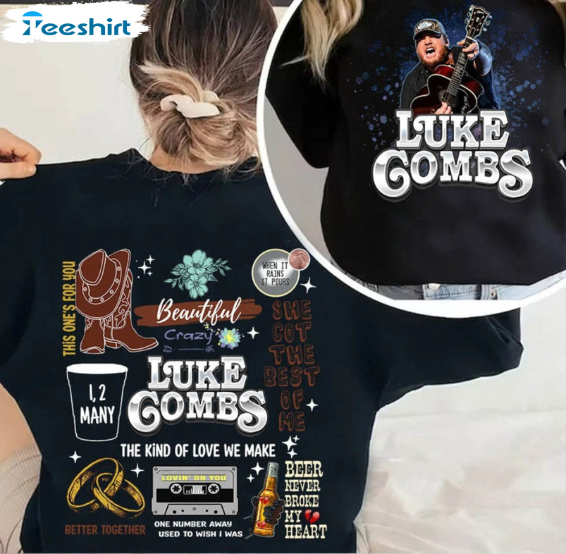 Vintage Luke Combs World Tour Shirt, Luke Combs Bullhead Sweatshirt Tank Top