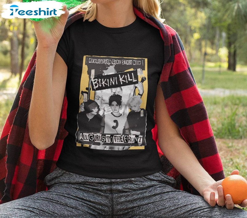 Groovy Bikini Kill Rock Band Shirt, Bikini Kill Riot Grrrl Inspired T Shirt Crewneck