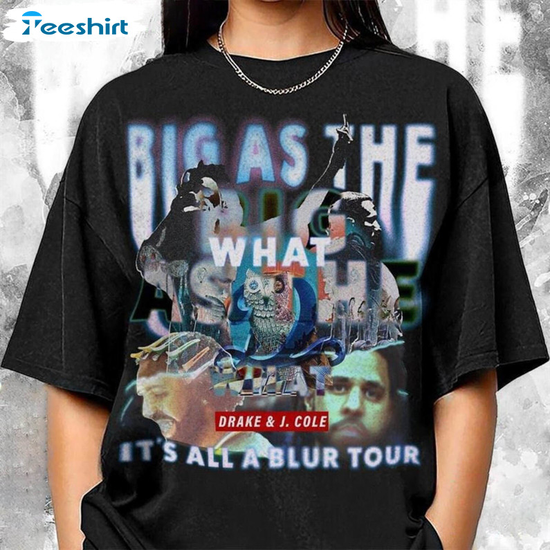 It's All A Blur Tour Shirt, Drake J Cole Big As The What Tour 90s T Shirt Crewneck