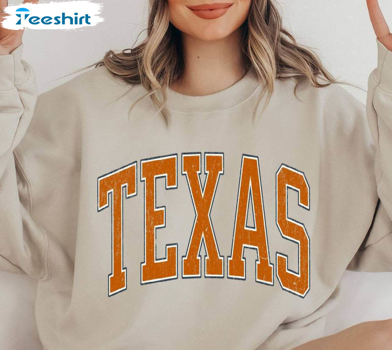 Trendy Texas Longhorns Sweatshirt, Texas Crewneck Unisex T Shirt Short Sleeve