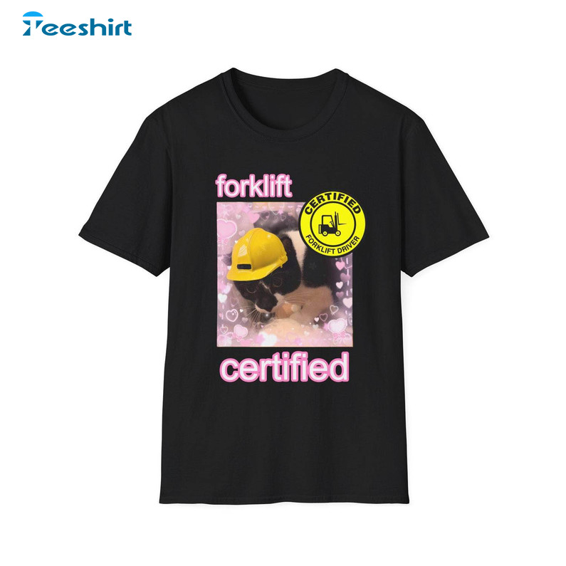 New Rare Forklift Certified Cat Sweatshirt , I Eat Cement Cat Shirt Short Sleeve