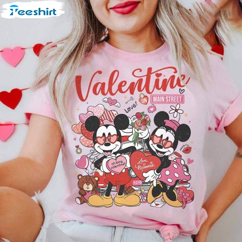 Vintage Disney Mickey Minnie Couple Shirt, Valentine On Main Street T Shirt Hoodie