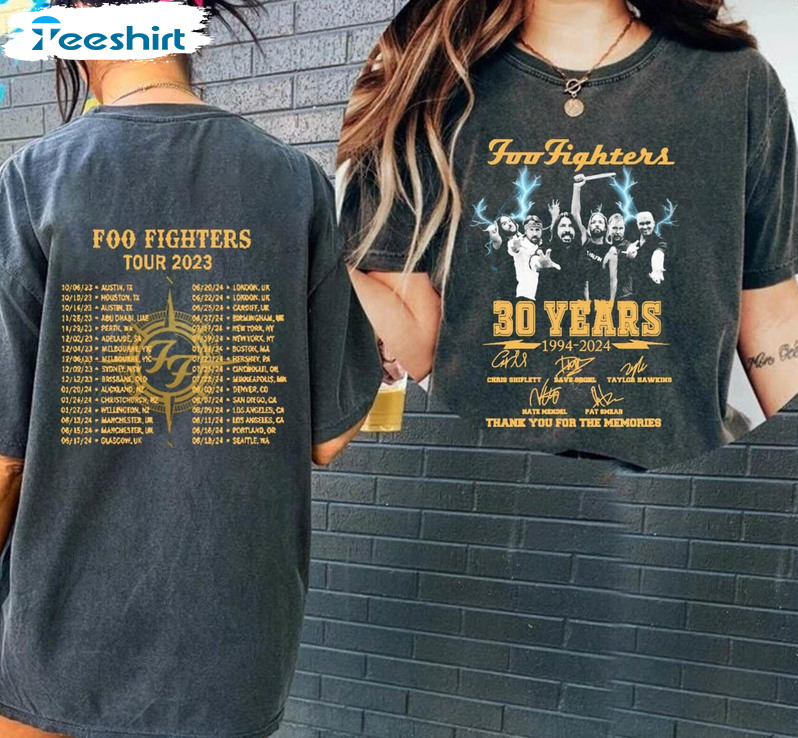 New Rare Foo Fighters Tour Shirt, Retro Foo Fingers 30 Years 1994 2024 T Shirt Hoodie