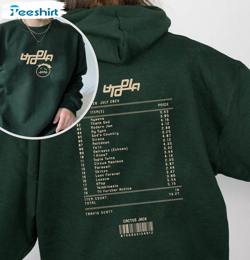 Comfort Travis Scott Shirt, Utopia Tracklist Travis Sweatshirt Unisex Hoodie