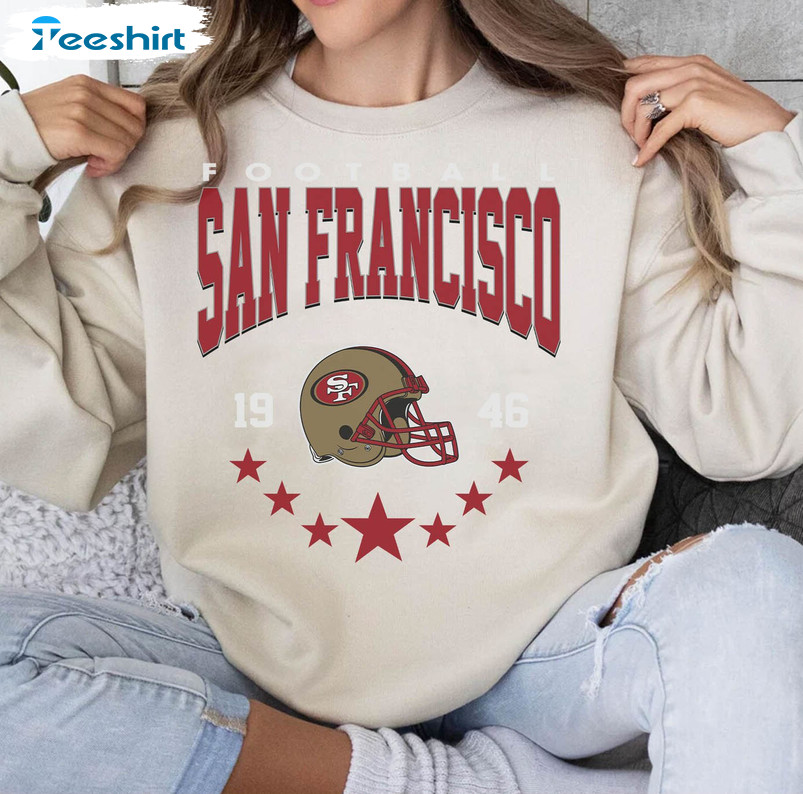 Trendy San Francisco Football Sweatshirt, Football Team Crewneck Long Sleeve