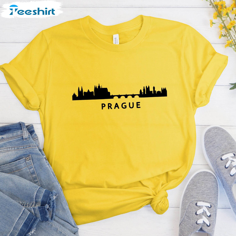 Trendy Prague City Silhouette Shirt, My Spirit Place Unisex Hoodie Long Sleeve