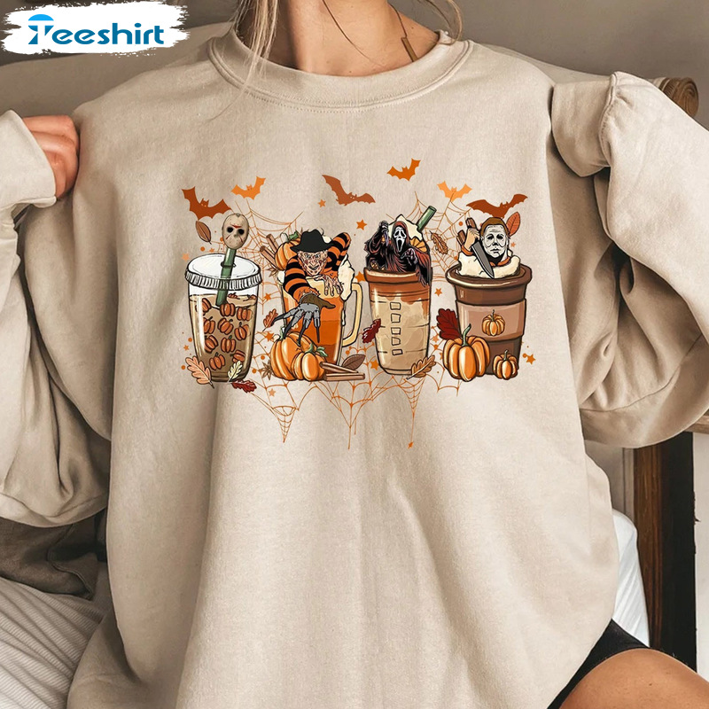 Fall Coffee Pumpkin Shirt - Warm Autumn Orange Sweatshirt Long Sleeve Short Sleeve