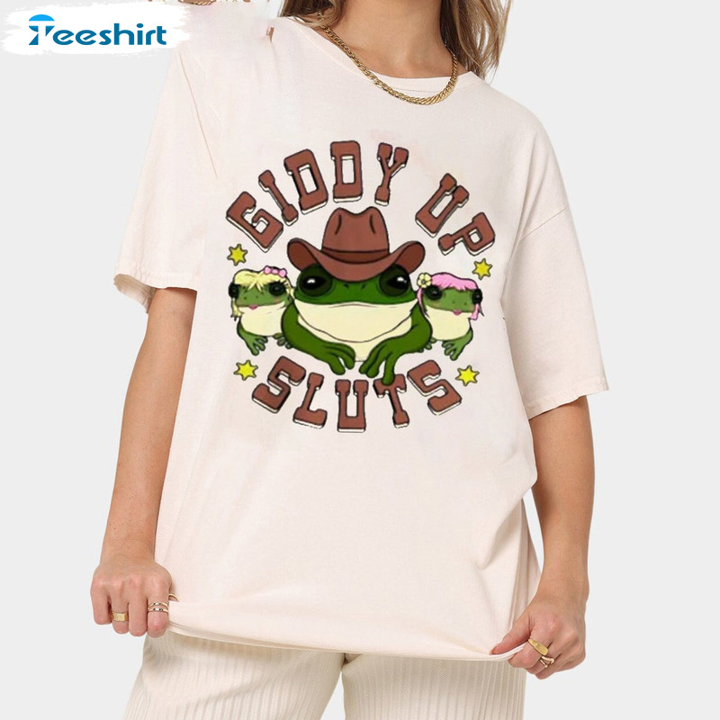 Giddy Up Sluts Shirt - Froggy Cowboy Vintage Unisex Hoodie Sweater