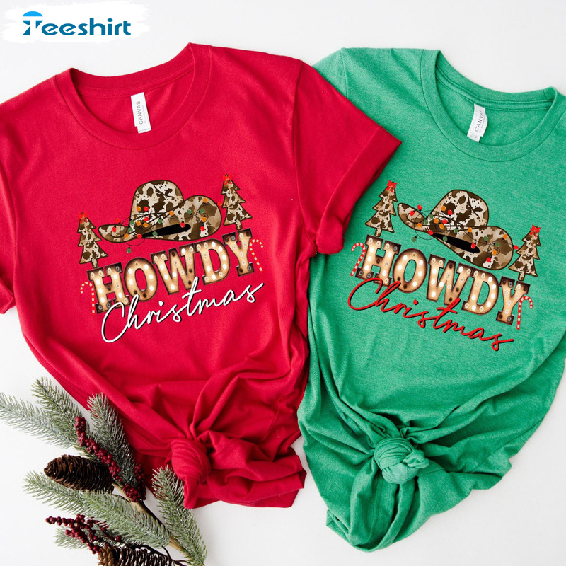 Western Christmas Shirt - Howdy Xmas Unisex Hoodie Tee Tops