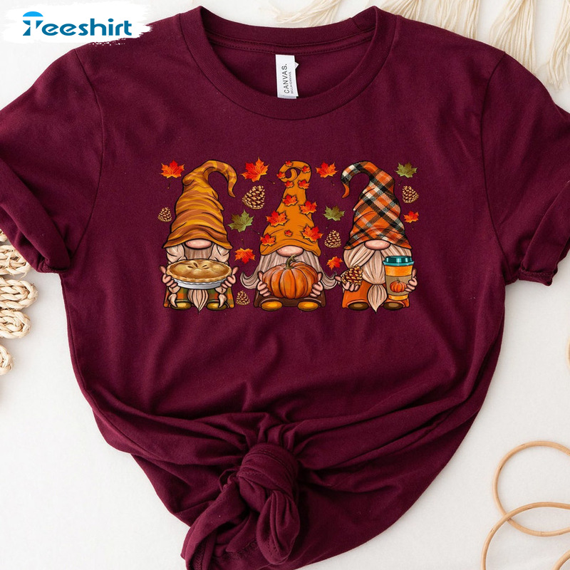 Fall Gnomes Shirt - Thanksgiving Autumn Sweatshirt Short Sleeve