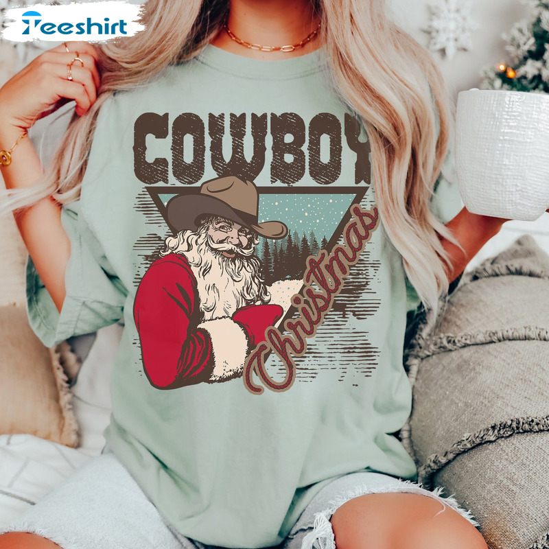 Cowboy Christmas Shirt - Howdy Rodeo Santa Vintage Crewneck Tank Top