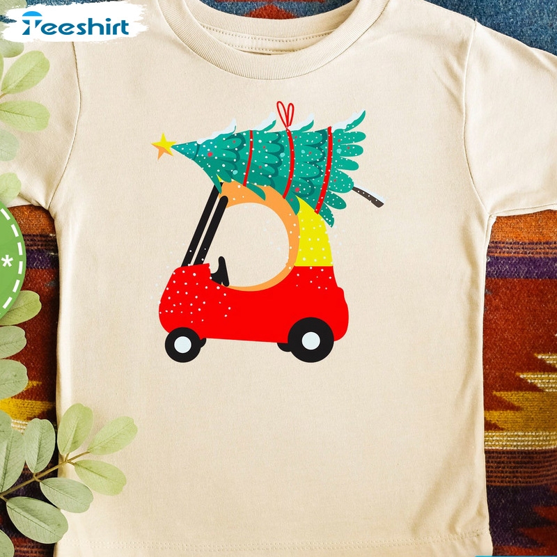 Cute Car Christmas Shirt For Kid - Christmas Tree Sweatshirt Tee Tops