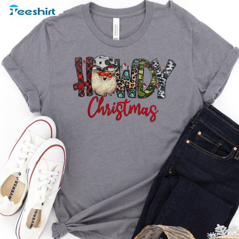 Howdy Christmas Shirt - Santa Western County Long Sleeve Unisex T-shirt