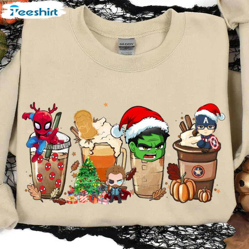 Christmas Coffee Shirt - Marvel Avengers Coffee Christmas Crewneck Sweater