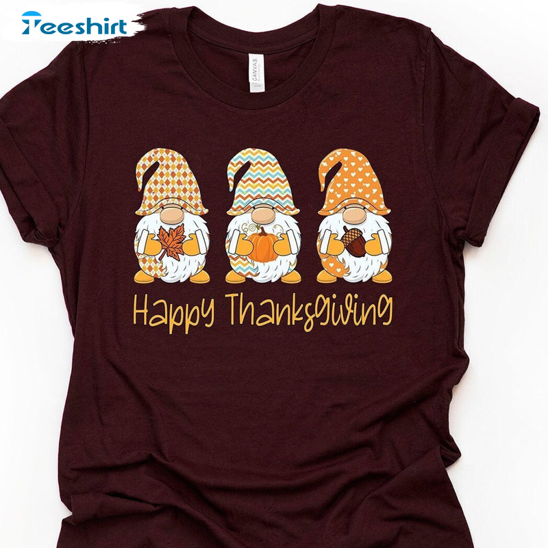 Thanksgiving Gnomes Shirt - Thankful Gnomes Design On Premium Short Sleeve