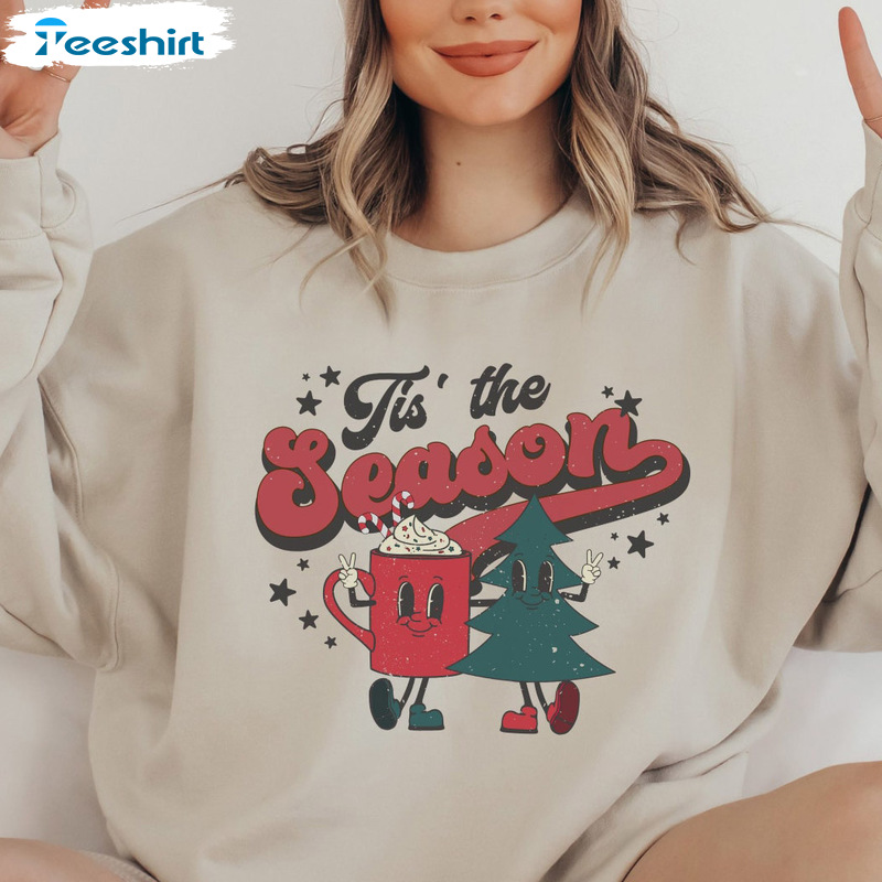 Tis The Season Christmas Sweatshirt - Tree Amp Hot Chocolate Tank Top Crewneck