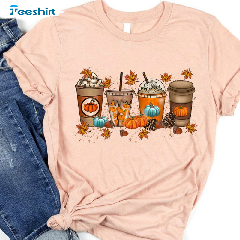 Coffee Drink Autumn Shirt - Pumpkin Latte Coffee Thanksgiving Sweatshirt
