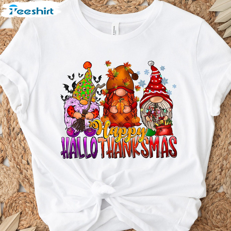 Hallothanksmas Gnomes Shirt - Thanksgiving Gnomes Sweatshirt Unisex Hoodie