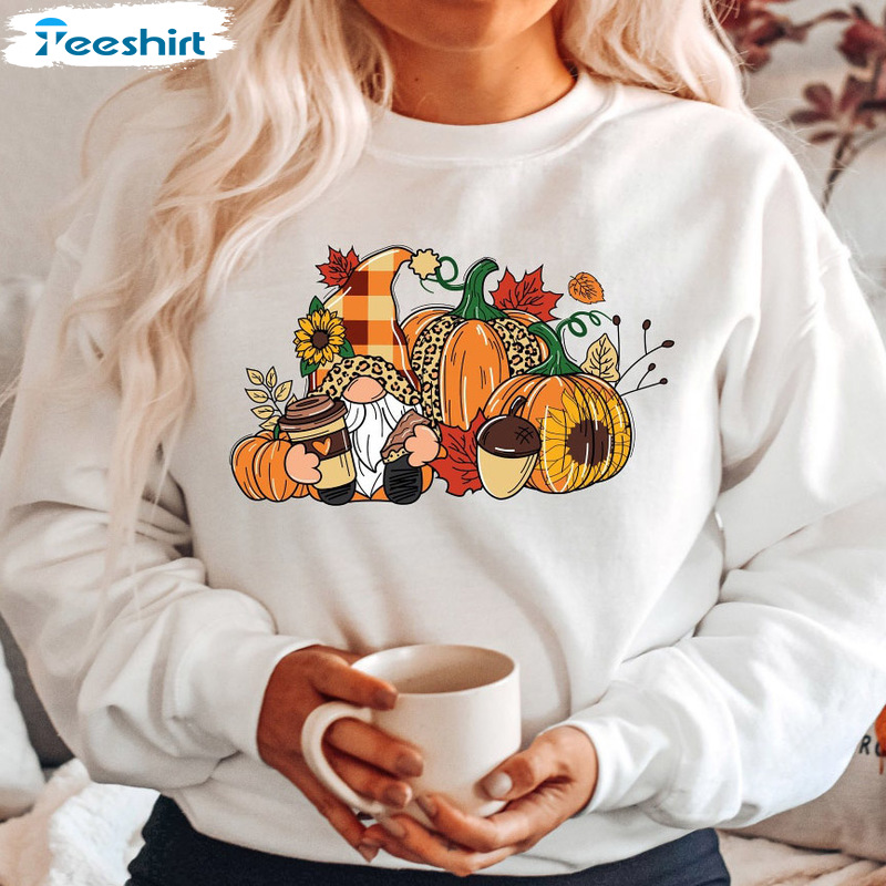 Gnome Pumpkin Sweatshirt - Happy Thanksgiving Unisex T-shirt Long Sleeve